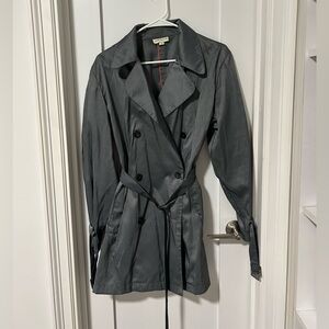 Ann Taylor Vintage Charcoal Double-Breasted Trench Coat